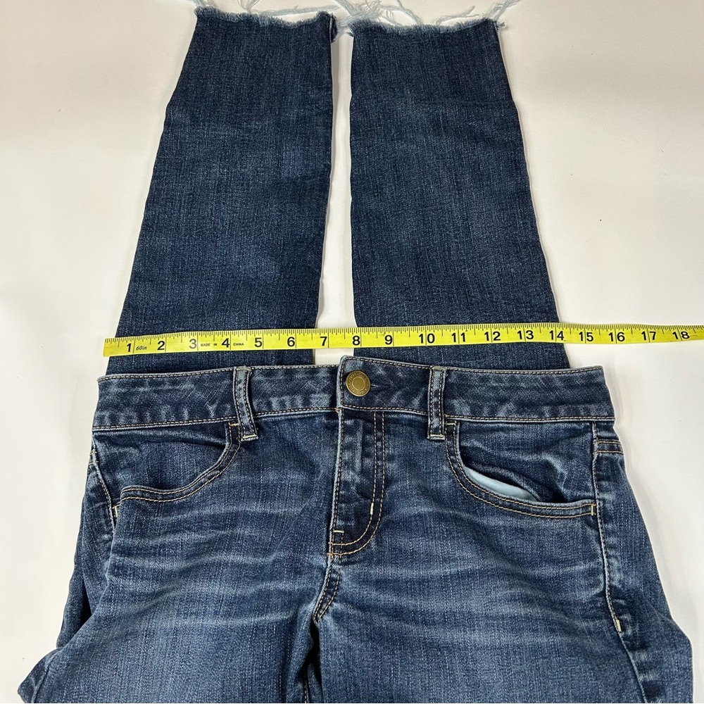 Y2K American Eagle Women’s Size 8 Jegging Jeans Dark Wash Raw Hem Stretch #0537 - Picture 5 of 11